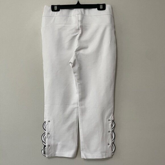 New Bellina White Pull On Ponte Stretch Capri Pants Size Small bin 4A - Picture 3 of 5